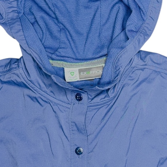 Exofficio Buzz Off Womens Insect Shield Hooded Jacket XS Blue Button Lightweight - Picture 3 of 8